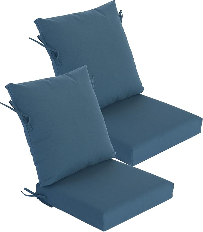 Goodgoods 20 x 42 Outdoor Patio Chair Cushion 2-Pack, 1000+Hours Fade-Resistant & Water-Resistant Furniture Chair Cushions with 35D High-Resilience Foam for Dining Chairs, Couch, Sofa, Light Blue