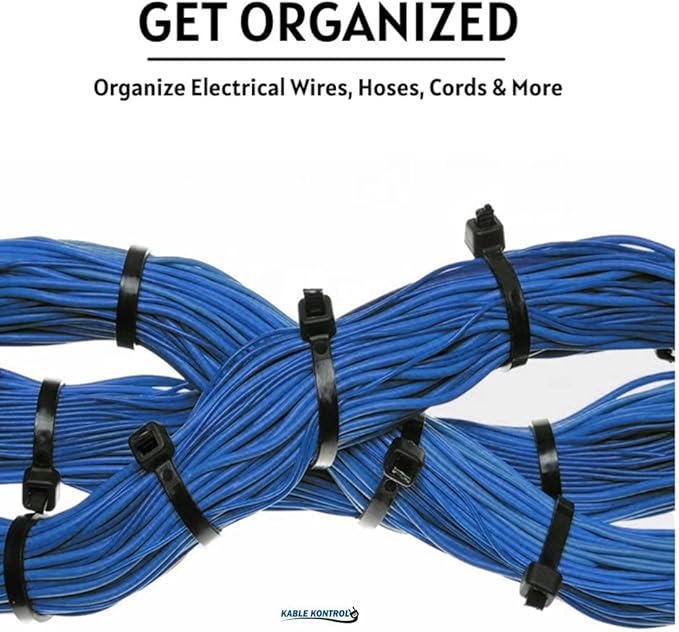 Kable Kontrol Cable Zip Ties Black 500 Pcs 36 Inch, 175 Lbs Tensile Strength, Bulk Pack, Self-locking UV Resistant Plastic Nylon Wire Ties, for Indoor or Outdoor Use