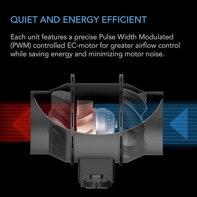 AC Infinity Automatic Duct Fan 4" Inline Fan. | With Differential Pressure Switch, Air Vent Booster Fan for Industrial HVAC Ducting Ventilation Exhaust Systems
