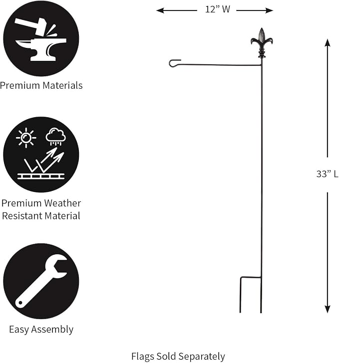Black Fleur De Lis Garden Size Flag Pole
