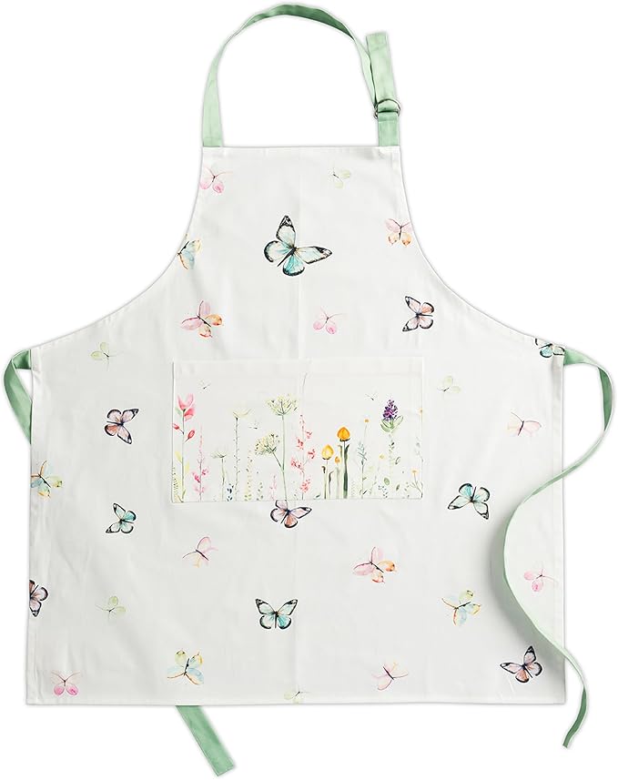 Maison d' Hermine Aprons for women with Pocket 100% Cotton (27.50"x31.50") | Adjustable Neck Strap & long ties Apron Men Chef Wedding Cooking Gardening Server Maid
