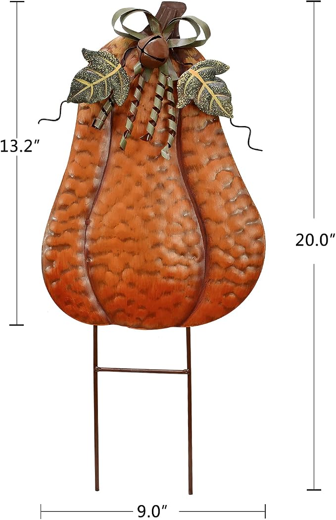 K KILIPES Thanksgiving Outdoor Decoration, 20" H Metal Pumpkin Decorative Garden Stake Fall Yard Decor, Autumn Yard Sign for Porch Garden Home Patio Harvest Halloween Decor