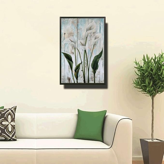 Metal Sign Tin Sign Vintage Wall Art Vintage Peace Lilies Tin Sign for Shabby Chic Style Green Stem Displays and Corrosion Resistant A Tin Signs for Women for Pub 6×8 Inches with Metal Frame