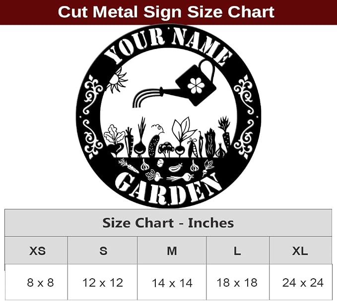 MeMate Garden Sign, Personalized Metal Signs, Garden Sign to Personalize, Large Sign for Vegetable Garden She Shed, Customized Name Wall Art for Garden Outdoor Decor, Outdoor Plaque for Mom Grandma