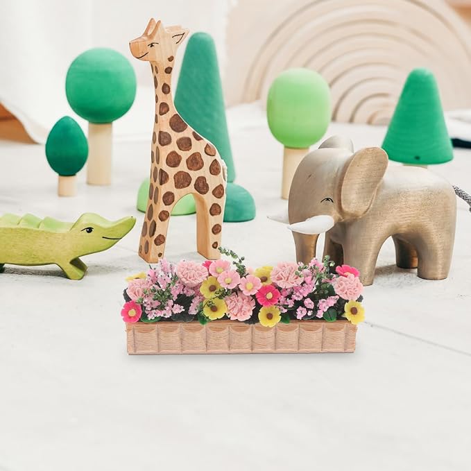 GANAZONO 2pcs Miniature Flower Bed Dollhouse Garden Planter Bed Mini Window Box Micro Landscape Decoration Fairy Garden Dollhouse Accessories