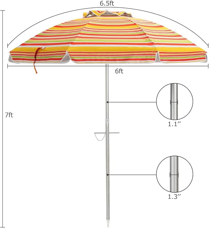 Tangkula 6.5ft Outdoor Beach Umbrella with Sand Anchor, Patio Umbrella with Push Button Tilt & UPF 50+ Protection, Portable Sunshade Umbrella with Carry Bag for Garden Beach Outdoor (Yellow)