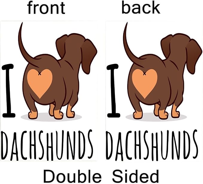 EMMTEEY Dachshund Art House Flags 28x40 Double Sided Seasonal Burlap Outdoor for Kids Outdoor House Flag cute Dachshund Dog Cartoon Isolated on White Love Chocolate and Tan Wiener Sausage Rear