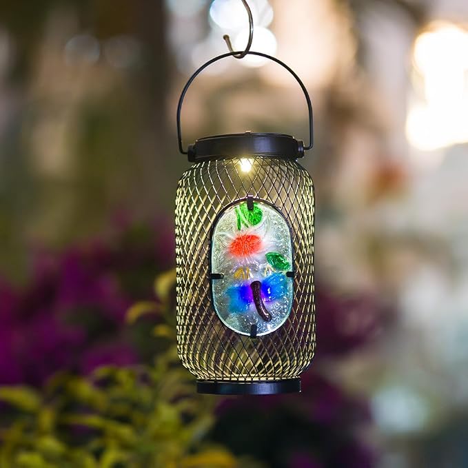 Solar Lantern Outdoor Waterproof,Dragonfly Hanging Solar Lights Outdoor, Garden Decor for Patio Yard Table, Birthday & Mother's Day Gifts for Women Gifts