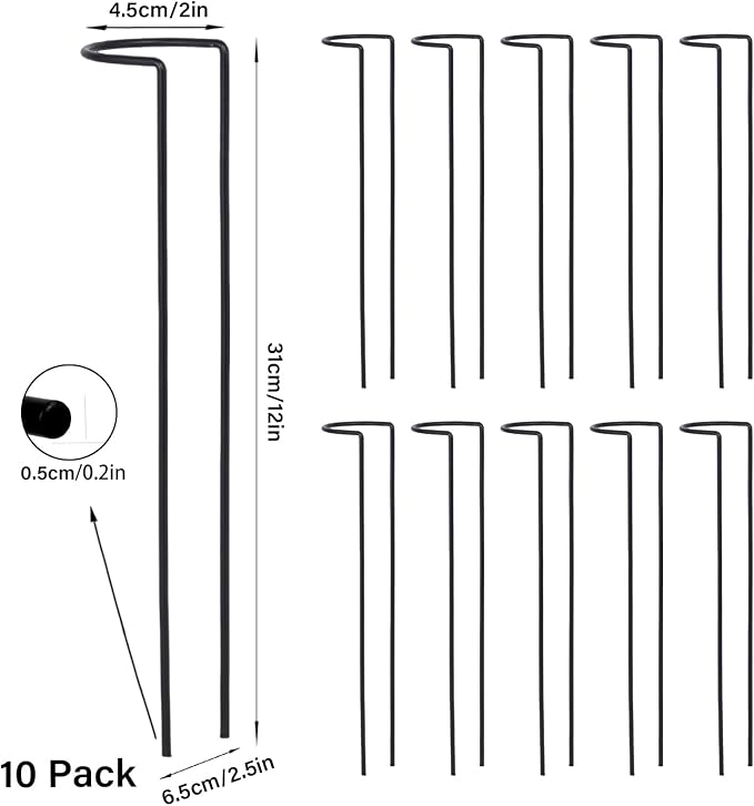 10-Pack Monstera Plant Support - 12 Inch Durable Iron U-Shaped Trellis Stakes for Indoor & Outdoor Medium-Sized Potted Plants - Perfect Stem Holder for Monstera & More