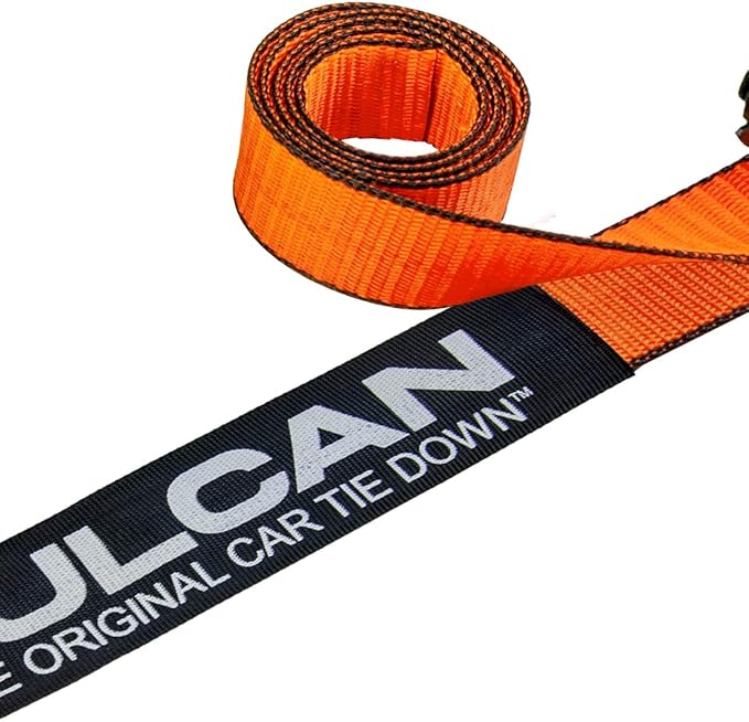 VULCAN Car Tie Down with Flat Snap Hook Ratchet - Snap Hook - 2 Inch x 96 Inch - 2 Pack - PROSeries - 3,300 Pound Safe Working Load