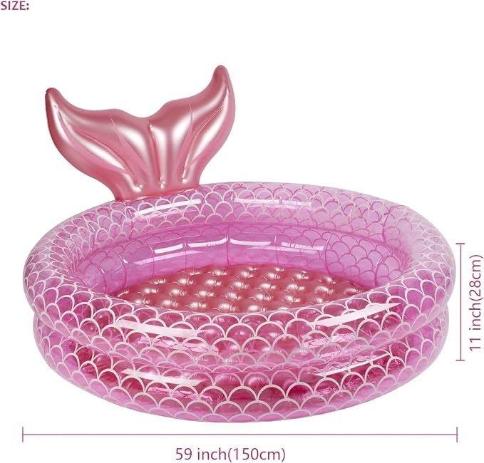 Kiddie Swimming Pool, Inflatable Mermaid Pool, Indoor Outdoor Ball Pit for Kids (59 inch)