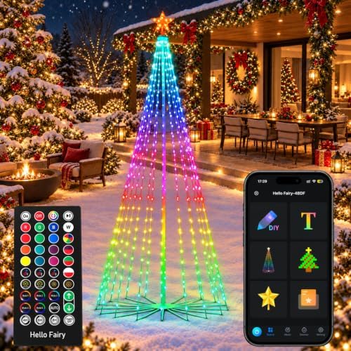 6FT Outdoor Christmas Cone Tree, 265 RGB LEDs, App Control, Timer by Createunforgettablememories