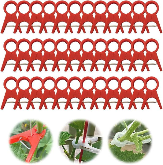 Drkicsy Plant Support Clips Reusable Garden Clips, Secured Plastic Plant Clips for Climbing Plants Outdoor, Plant Fixing Clips Tomato Clips for String Trellis, Vine Clips Trellis Clips (50, Red_18MM)