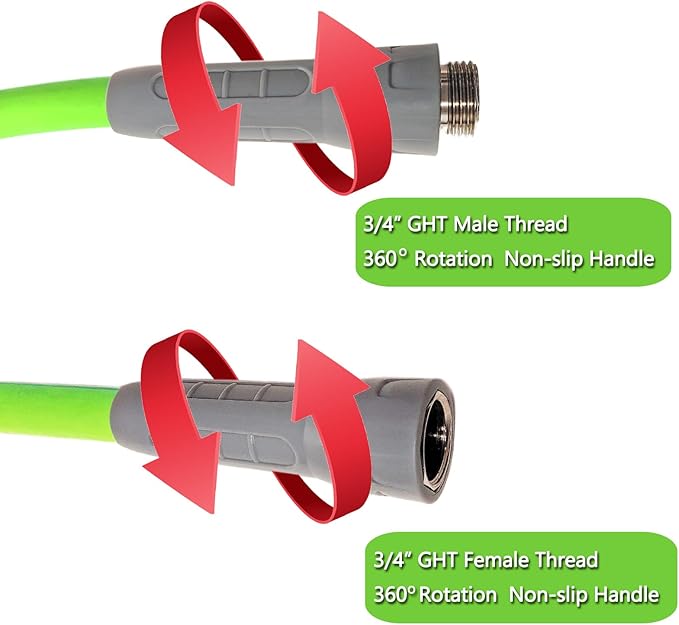 HQMPC Garden Hose 5/8"IDx12' Hose Durable PVC Non Kinking Heavy Water Hose with Brass Hose Fittings (12 FEET) Light Green