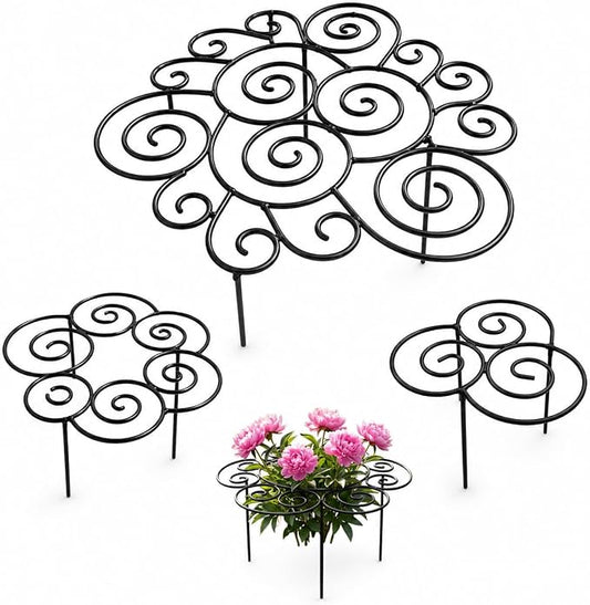 Metal Peony Support Ring for Outdoor Plants, Garden Plant Support Stakes for Flowers & Vegetables, Stackable Peony Cage for Dahlia, Rose, Orchid & Tomato (Mix)