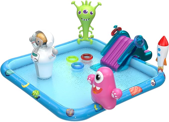 DIMAR GARDEN Inflatable Kids Swimming Pool Water Slide, Blow Up Spray Pool Play Center