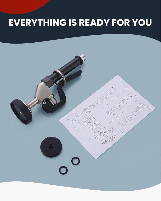 Black and Brushed Nickel Pre Rinse Sprayer with 7/8"-20UNEF Handle Grip Assembly, 1.42 GPM High Pressure Pull Down Spray Head, Handheld Dish Sprayer Nozzle Replacement Part for Commercial Sink Faucet