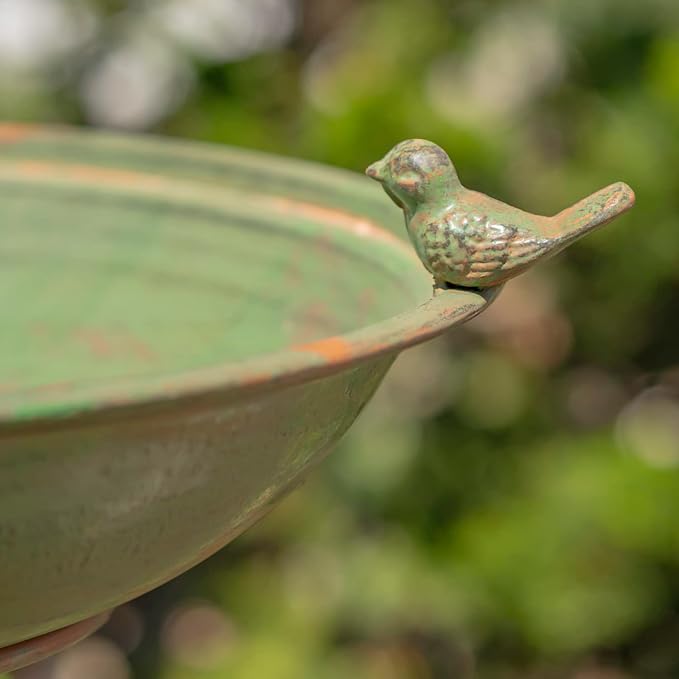 Zaer Ltd. Pedestal Style Birdbath (Green)