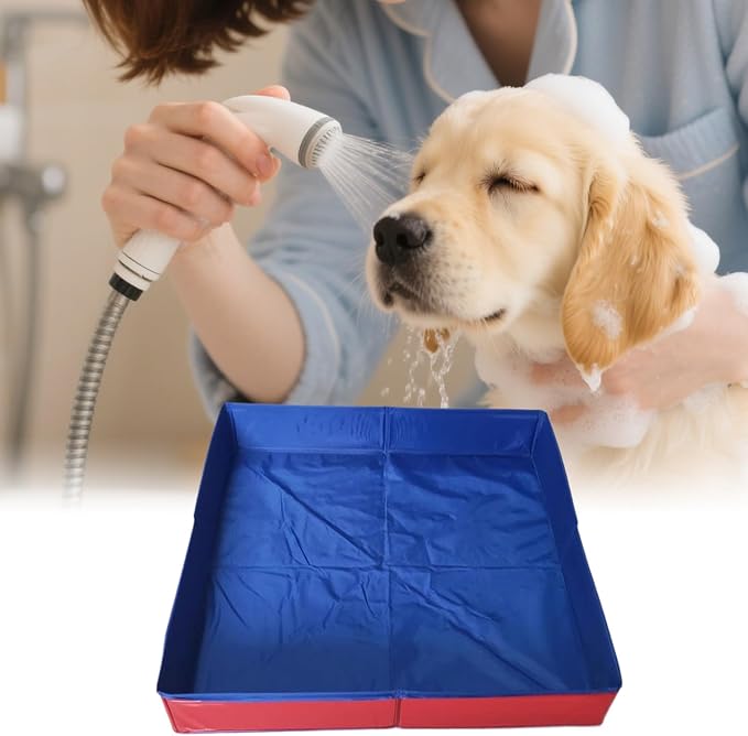 Folding Pet Swimming Pool, Non-Inflatable Dog Paddling Pool, Portable Pet Swimming Pool & Bath Tub, Pet Bath Pool for Indoors Outdoors, Square, Save Space for Home Yard Garden