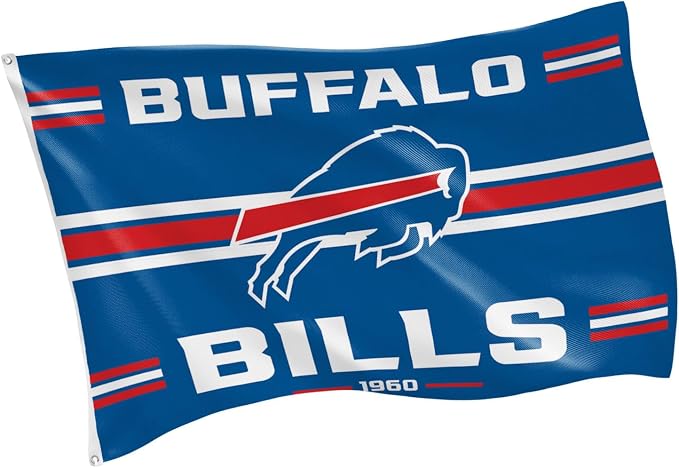 NFL 3 x 5 Outdoor Durable Flag with Grommets | Heavy Duty Flag & Banner for Outdoor Garden Patio Decoration | Indoor Wall Decor Flag for Room | Works with Flag Poles for Outside House (Buffalo Bills-Vintage)