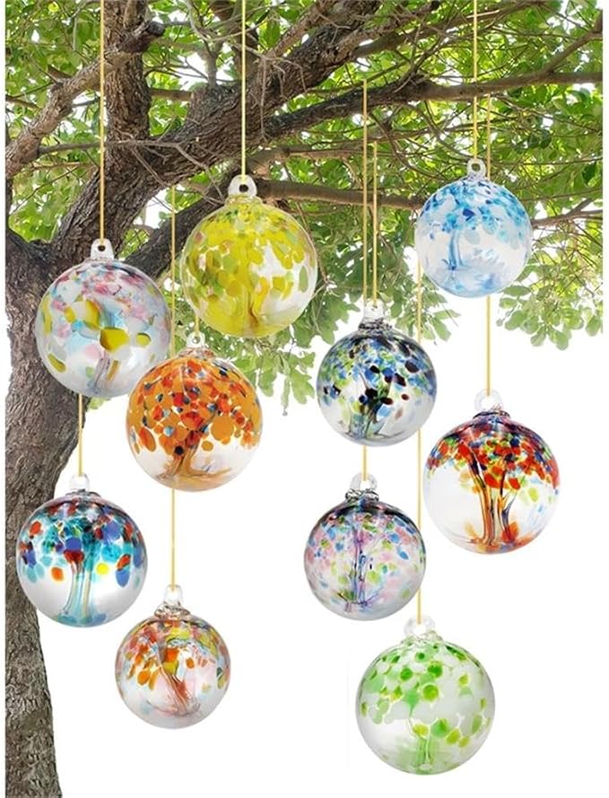Dale Tiffany Hand Blown Glass, 4" Diameter Celtic, Tree of Life Collection, Witch Globe Hanging Garden Indoor/Outdoor Decorative Ornament Gazing Ball