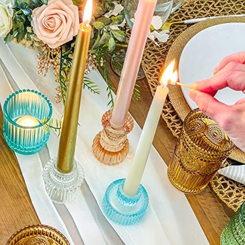 Kate Aspen Vintage Ribbed Glass Black Candlestick Holders, Pillar Candle, Tealight & Votive Candle Holders (Set of 6, 3 Assorted Sizes), Dining Table Decor, Shelf Decor, Centerpiece - Image 2