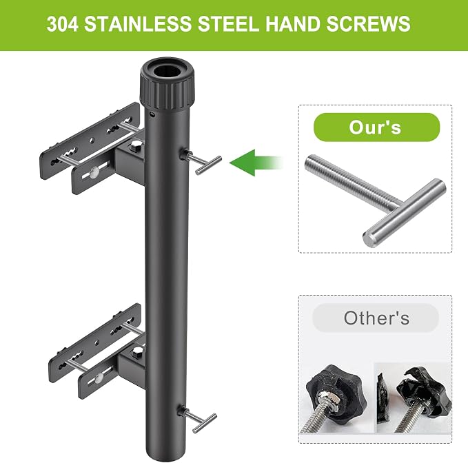 Dolibest Heavy Duty Patio Umbrella Holder, Space Saver Umbrella Holder, Adjustable Umbrella Deck Mount for Railing, Full Welded Construction-Sturdy and Easy to Install for Patio, Deck, Poolsid