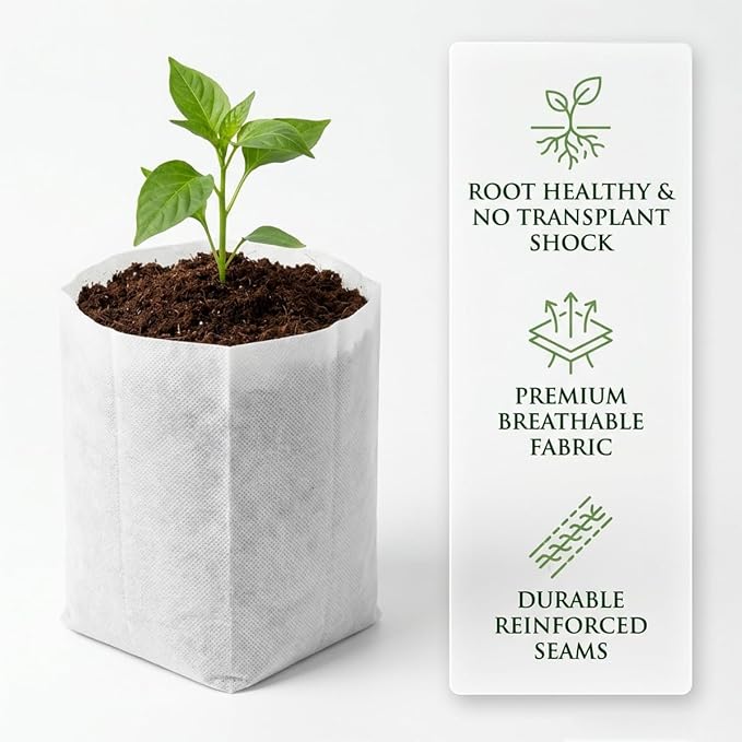 gardtree 1/4 Gallon 400PCS 6.3×7 Inch Breathable Plant Grow Bags - Non-Woven Plant Nursery Bags for Seed Starting, Indoor/Outdoor Vegetables, Herbs & Flowers | Easy Transplant, Space Saving