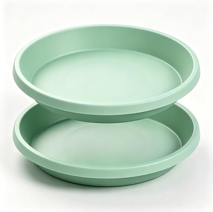 NIMYAU Plastic Plant Saucers 10 Inch Round Pack of 2 Thick Reusable Drip Trays for Indoor Outdoor Plants