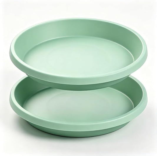 NIMYAU Plastic Plant Saucers 10 Inch Round Pack of 2 Thick Reusable Drip Trays for Indoor Outdoor Plants