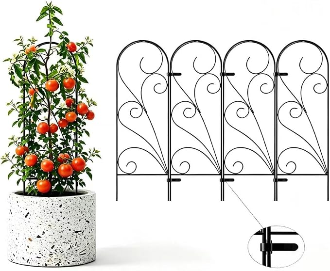 Zhongma 4 Pack 24" Metal Plant Trellis for Potted Plants Climbing,Indoor and Outdoor Fence Plant Support Trellis for Flower and Vagetable