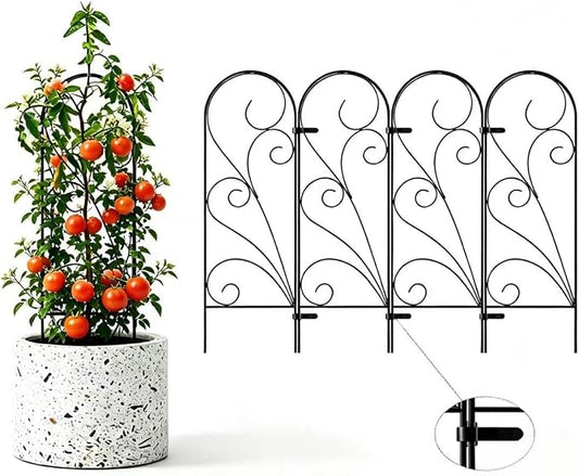 Zhongma 4 Pack 24" Metal Plant Trellis for Potted Plants Climbing,Indoor and Outdoor Fence Plant Support Trellis for Flower and Vagetable