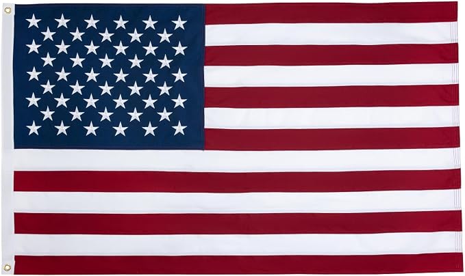 JRED 100% Cotton American Flags for Outside 2.5x4 FT US Flag Heavy Duty Outdoor Fade Resistant Embroidered Stars Sewn Stripes, Brass Grommets