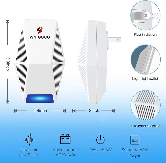 Pest Control Repeller, Electronic Plug in Pest Control Indoor for Bug and Rodent Mice Insects Ant Mosquito Spider Roach (6 Pack)
