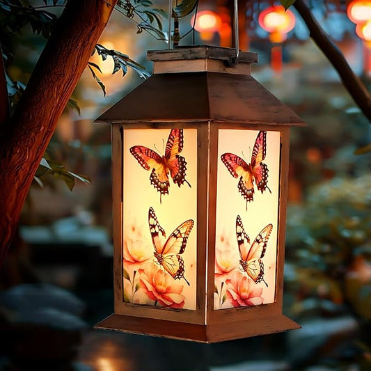 JOBOSI Solar Lantern Butterfly, Butterfly Decorative Gift, Solar Light, Gifts for Mom, Women, Grandma, Garden Yard Lawn Decor, Christmas and New Year Gift