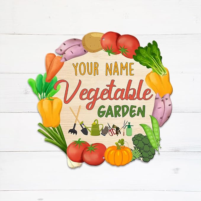 MeMate Vegetable Garden Signs, Personalized Metal Signs, Garden Sign to Personalize, Large Sign for She Shed, Customized Name Wall Art for Garden Outdoor Decor, Personalized Outdoor Plaque