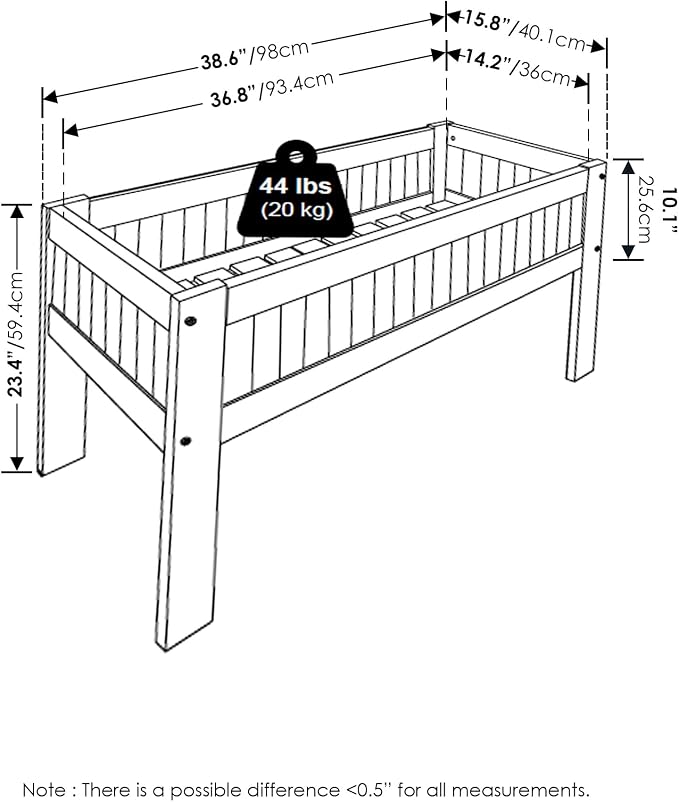 Furinno TIOMAN Planter Box, Outdoor Elevated Standing Planter Box, Raised Garden Bed with Legs, Outdoor, Indoor, Garden, Patio, Balcony, Natural