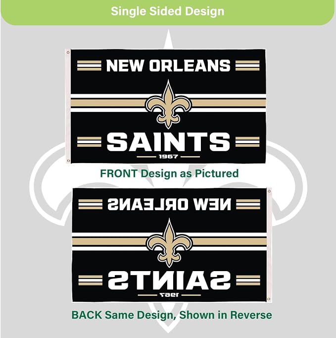 NFL New Orleans Saints Vintage Flag | 3 x 5 Estate Flag with Grommets | Heavy Duty Banner for Outdoor Garden Patio Decoration | Indoor Wall Decor for Room | Works with Flagpoles for Outside House (New Orleans Saints-Vintage)