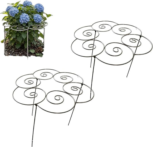 Metal Plant Support Ring for Garden, Peony Cages and Supports, Decorative Metal Plant Support Ring, Heavy-Duty Flower Support Frame, Outdoor Orchid Clip (M*2)