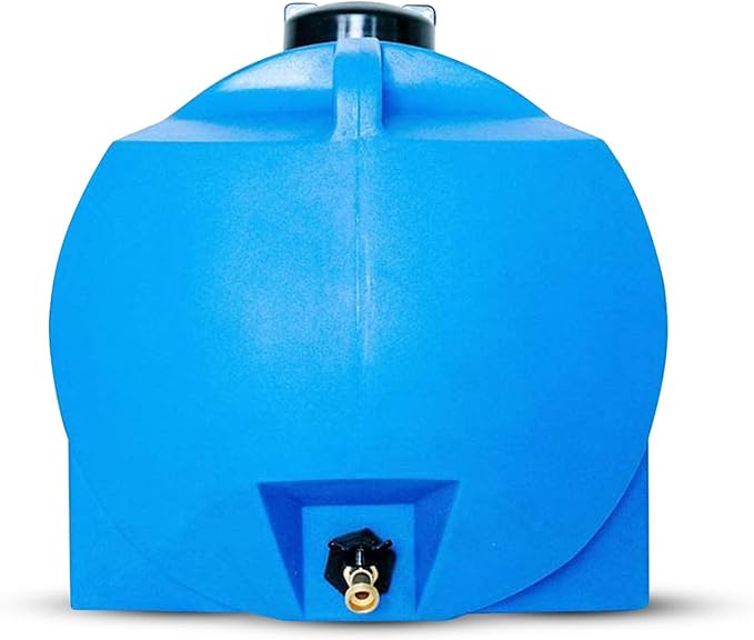 WaterPrepared Portable Water Tank, Plastic Handle & Hose Spigot, 35 Gallon, Blue - Heavy-Duty Beverage and Hydration Dispenser for Outdoor and Camping Trip