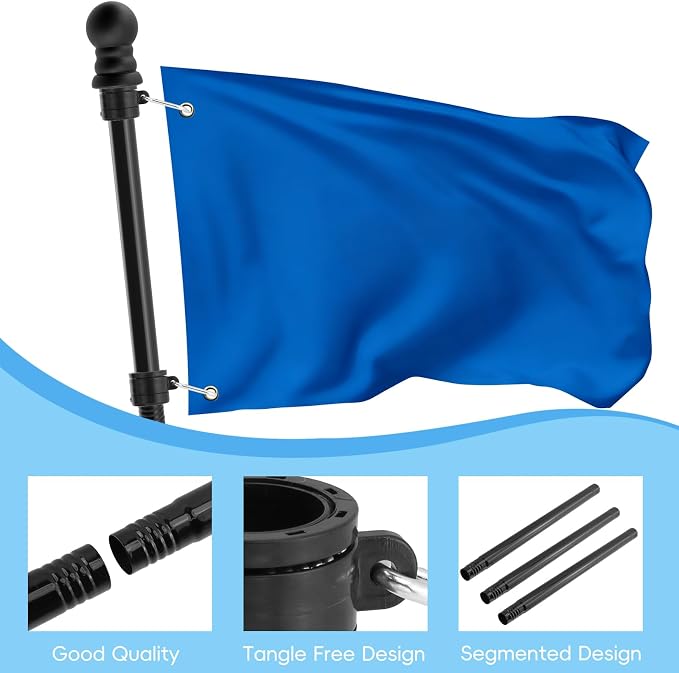 Oedema 4 FT Flag Pole Kit Heavy Duty Stainless Steel Flagpole Holder with Flag Pole Rings for Outside House, Porch, Yard, Black