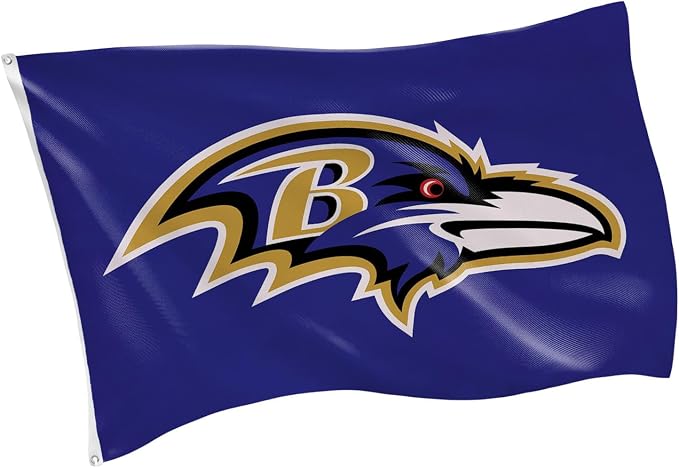 NFL Baltimore Ravens Flag 3 x 5 Outdoor Durable House Flag with Grommets | Sport Team Flag & Banner | Indoor Wall Decor for Room | Works with Flag Poles for Outside House