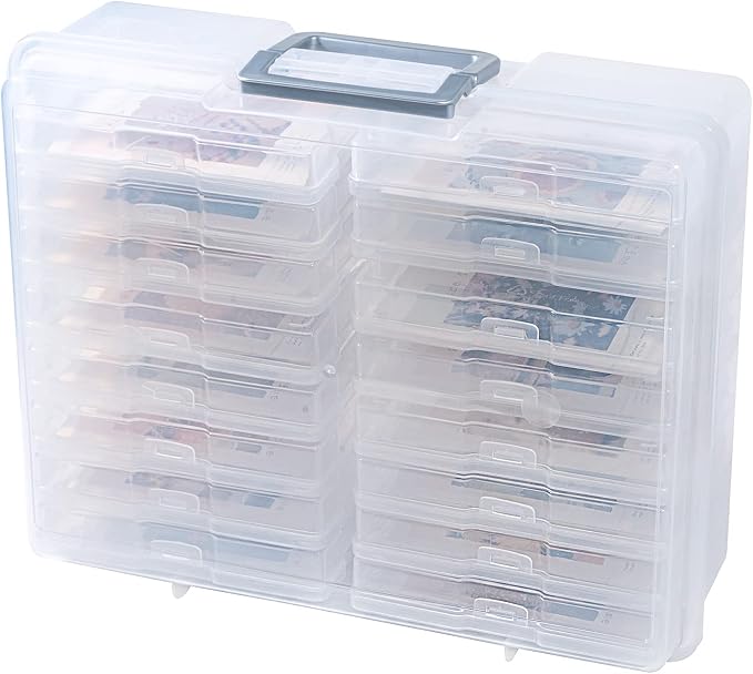 novelinks Photo Storage Box and 16 Inner 4" x 6" Photo Storage Containers | 1Pack Clear, Photo Albums 4x6 Pictures, Photo Organizers and Storage, Card Game Storage, Task Boxes for Special Education