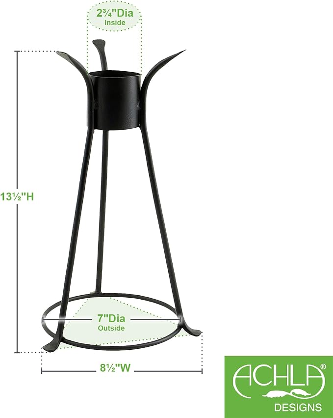 ACHLA Designs Trestle II Gazing Globe Stand, 14-in, Black Powdercoat Finish