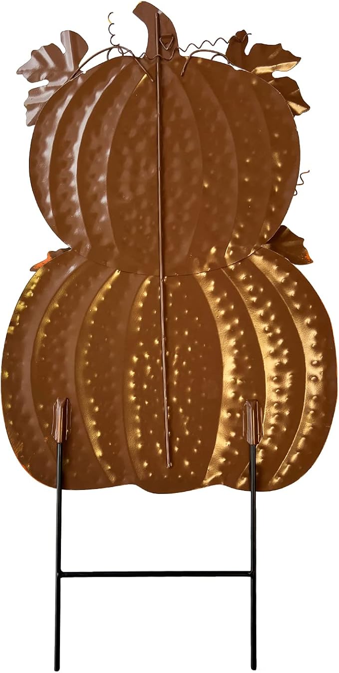 Metal Pumpkin Yard Stakes Fall Harvest Garden Lawn Yard Porch Outdoors Welcome Decorations, Autumn Halloween Thanksgiving Decorative Pumpkins Outdoor Décor