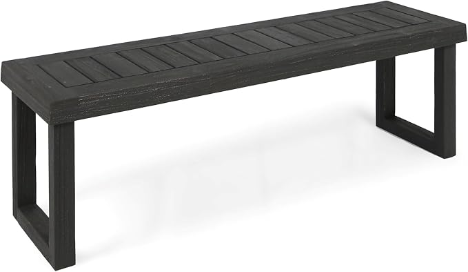 Christopher Knight Home Kemp Outdoor Acacia Wood Bench, Gray Finish, Sandblast Dark Grey