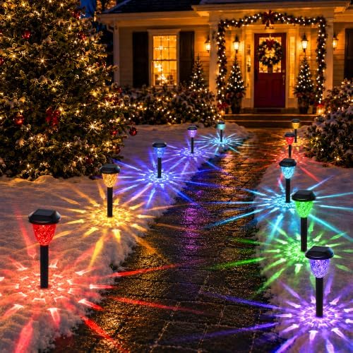 GIGALUMI Solar Christmas Lights Outdoor, 10 Pack RGB Pathway Lights by GIGALUMI