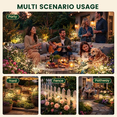SOLPEX Solar Garden Lights Outdoor, 6 Pack Firework Lights, Warm White - Image 6