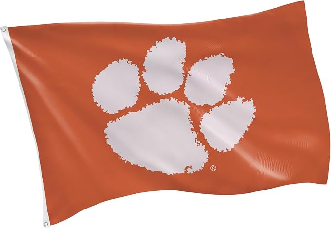 NCAA Clemson University Flag with Grommets, 3'x5' Clemson Tigers Outdoor College Flags & Banners for Garden Patio Indoor Wall Décor