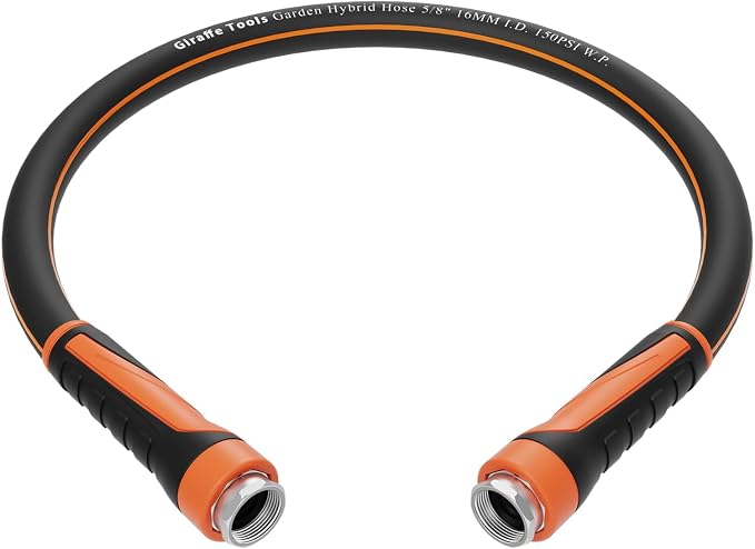 Giraffe Tools Garden Hose 5/8", Water Hose Heavy Duty, Flexible, Lightweight Hybrid Hose with Swivel Handle, 3ft Female to Female Fittings, Burst 600 PSI, Short Leader Hose